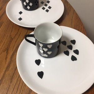 Bridge Snack Set/ Rare/Vintage/For Four  (8 pieces)